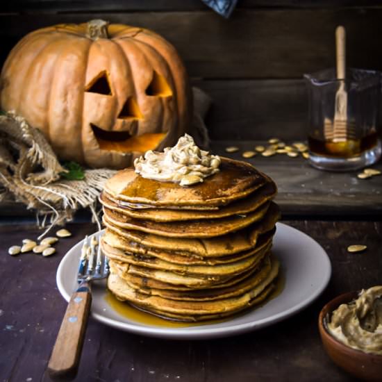 Pumpkin Pancakes + Maple Nut Butter