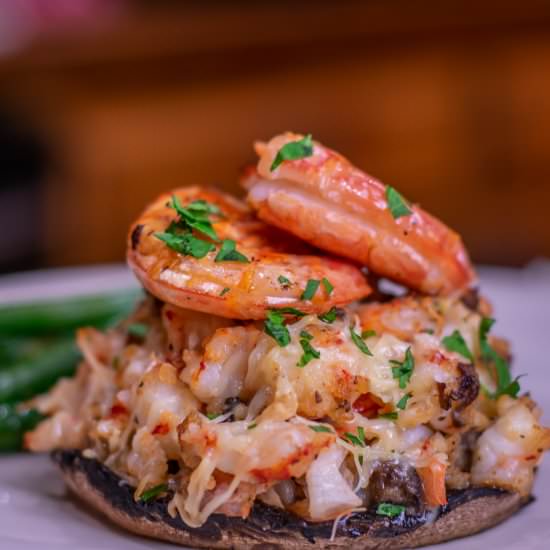SHRIMP STUFFED PORTOBELLO MUSHROOMS