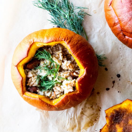 vegan rice stuffed pumpkins