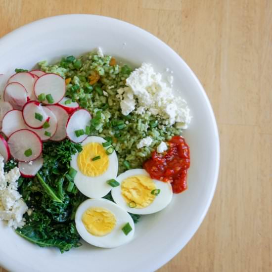 Citrus Kale Pesto Rice Bowl