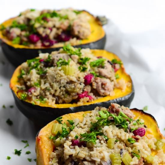 Stuffed Acorn Squash w/ Stuffing