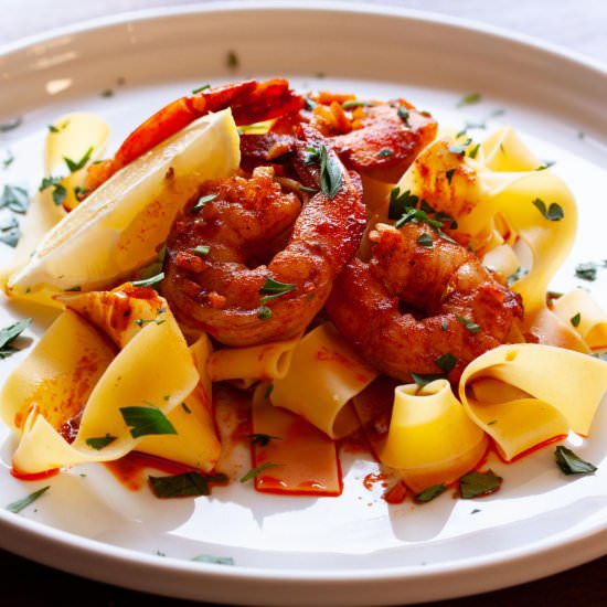 Pappardelle w/Spanish Spiced Shrimp