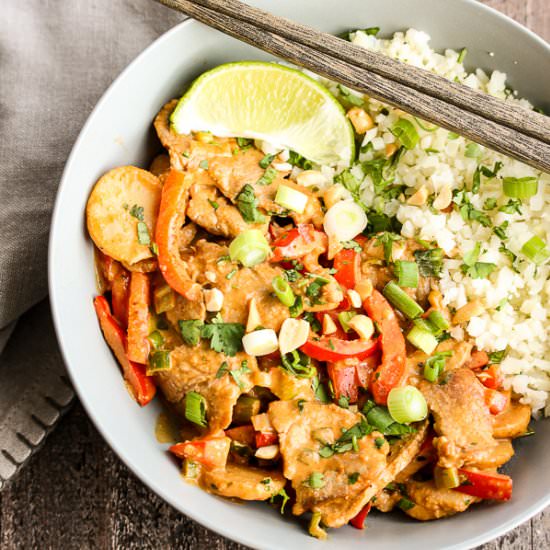 Easy Thai Peanut Pork Stir Fry