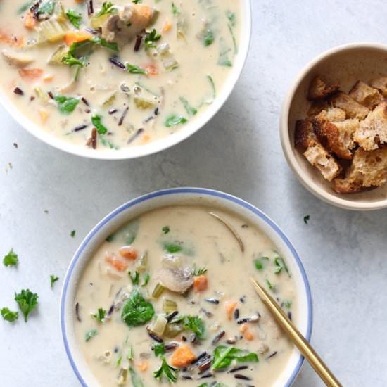 Wild Rice and Mushroom Soup (vegan)