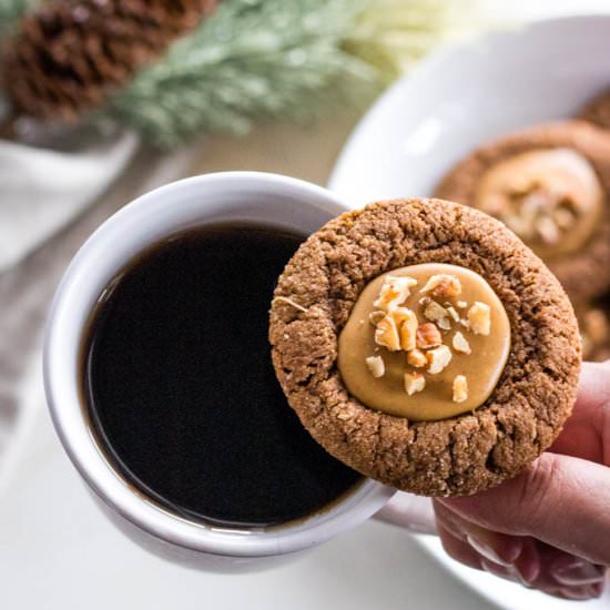 Pecan Gingerbread Thumbprint Cookie