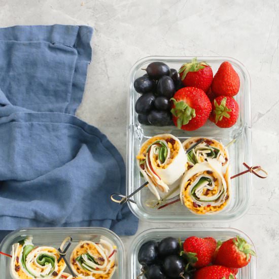 Turkey, Apple and Cheddar pinwheels