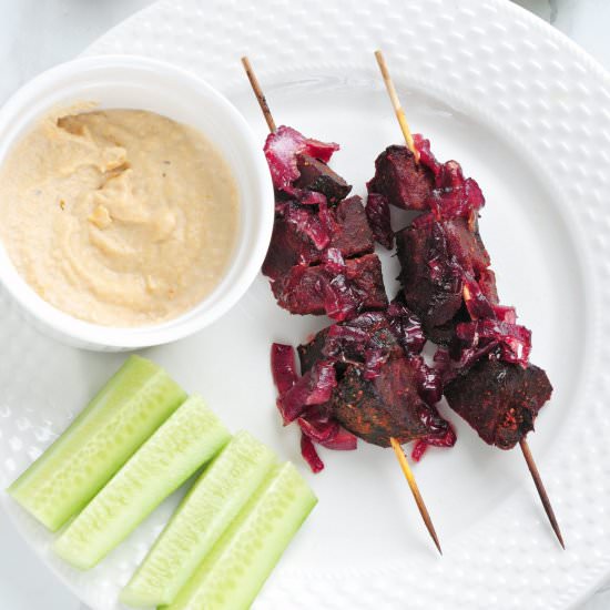 Skewers with peanut sauce