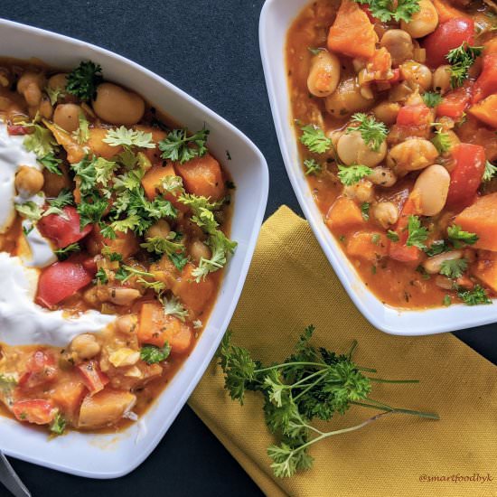 Sweet potato beans & chickpeas stew