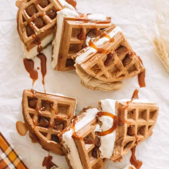 Spiced Waffles + Caramel Ice Cream