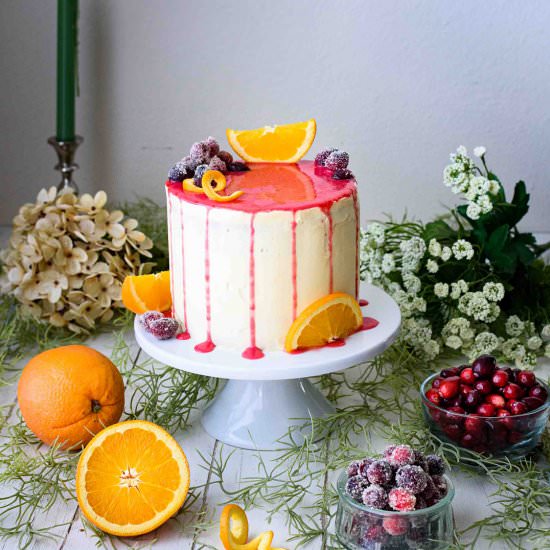 Orange Cake with Cranberry Drip