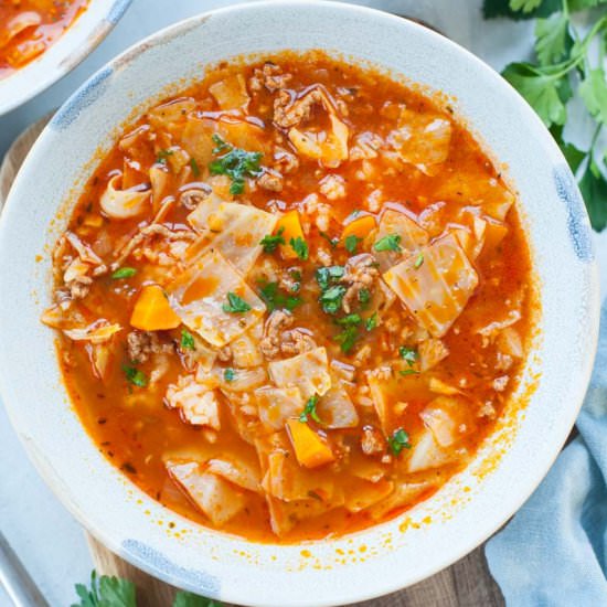 Unstuffed cabbage roll soup