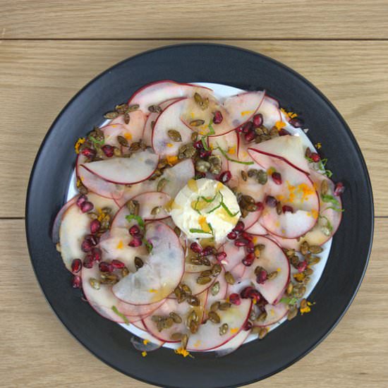 Apple Carpaccio with Ice Cream