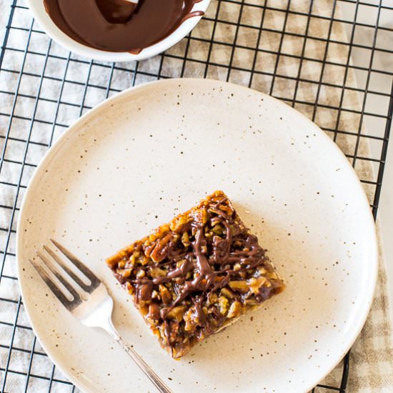 Chocolate Drizzled Maple Pecan Bars