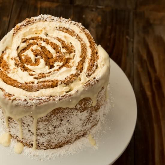 Pumpkin Roll White Chocolate Cake