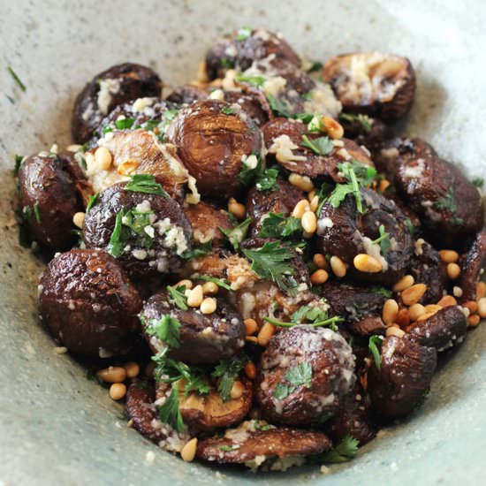 Roasted mushrooms with pine nuts