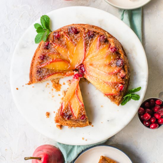 Cranberry pear upside down cake