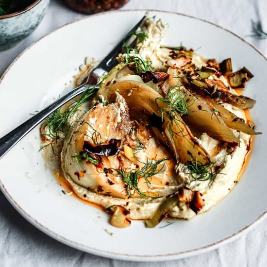 Braised Fennel with Crispy Leeks