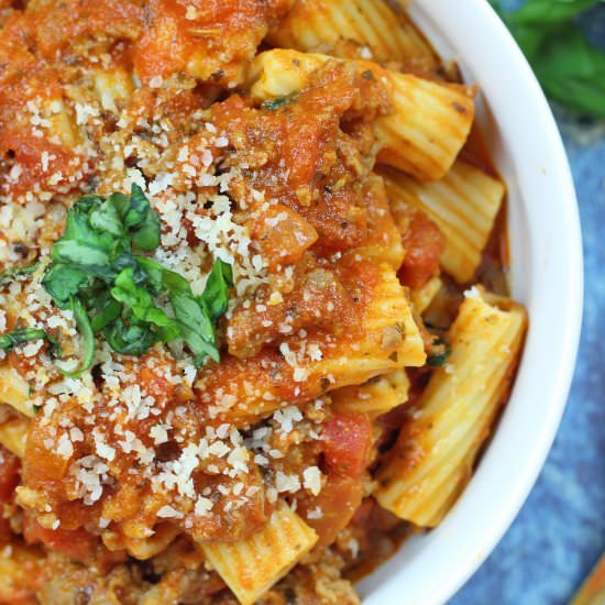 Creamy Sausage Rigatoni Pasta