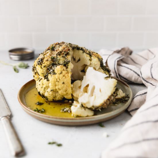 Whole Roasted Garlic Cauliflower