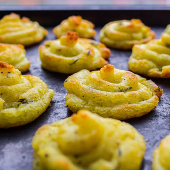 Herby Duchess Potatoes (vegan & gf)