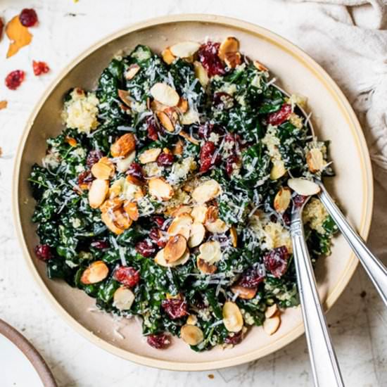 Kale Salad, Quinoa and Cranberries