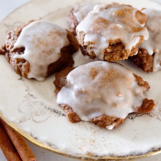 Iced Spiced Soft Molasses Cookies