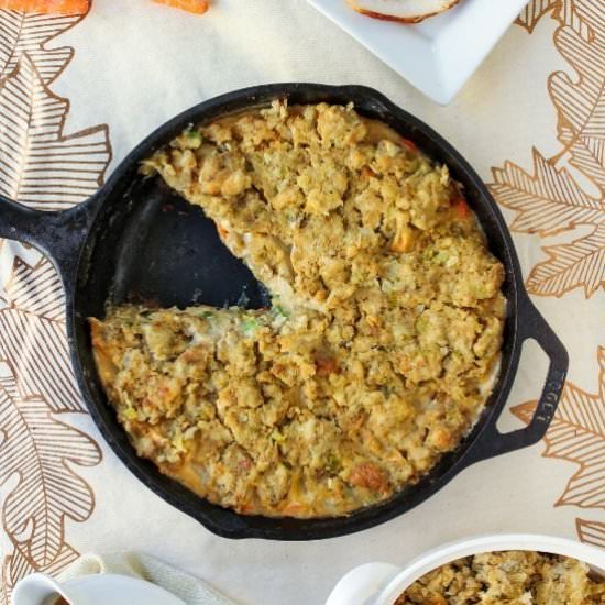 Turkey Pot Pie w/ Stuffing Topping