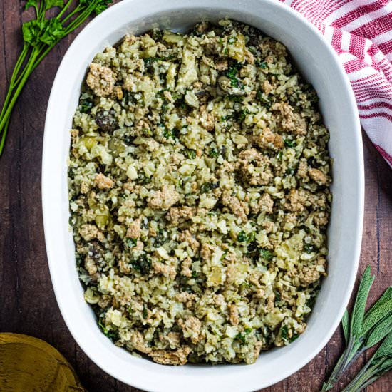 Cauliflower Rice & Sausage Stuffing