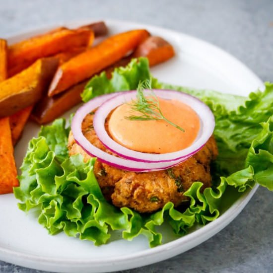 Sheet Pan Salmon Burgers