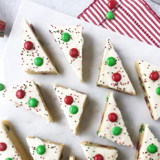 Frosted Christmas M&M Cookie Bars