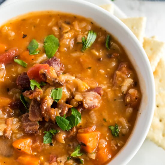 Tomato Lentil Soup with Rice