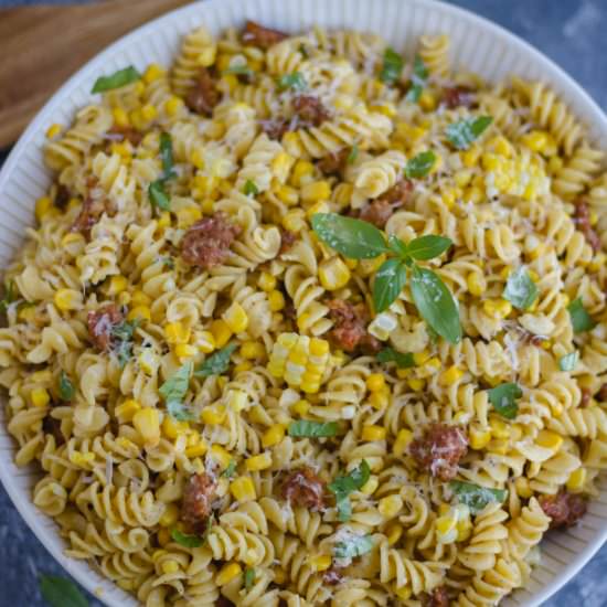 Creamy Rotini with Corn & Sausage