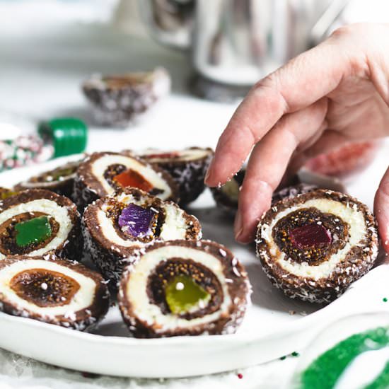 Stuffed Coconut Chocolate Fig Balls