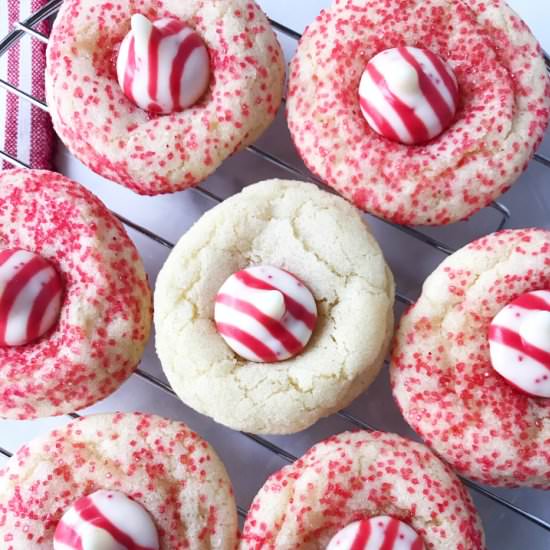 Candy Cane Kiss Cookies