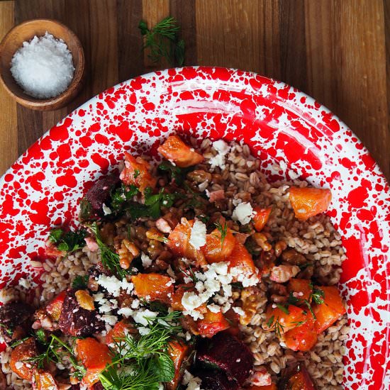 Roasted Beets with Orange, Farro