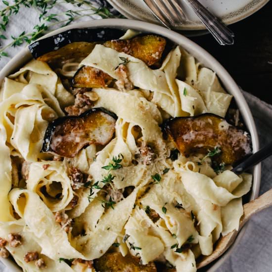 Roasted Acorn Squash Sausage Pasta