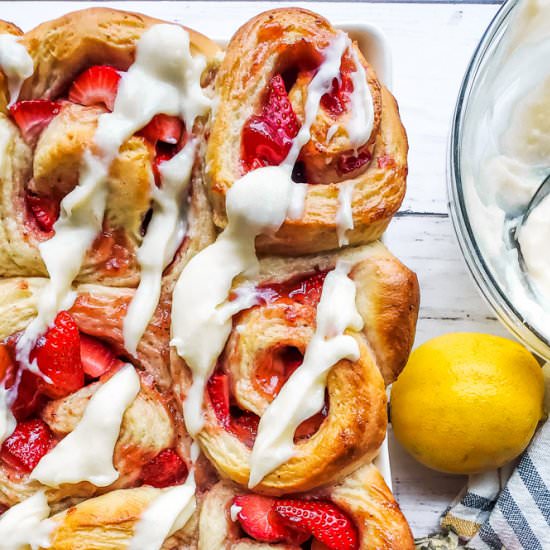 Strawberry Rolls with Lemon Icing
