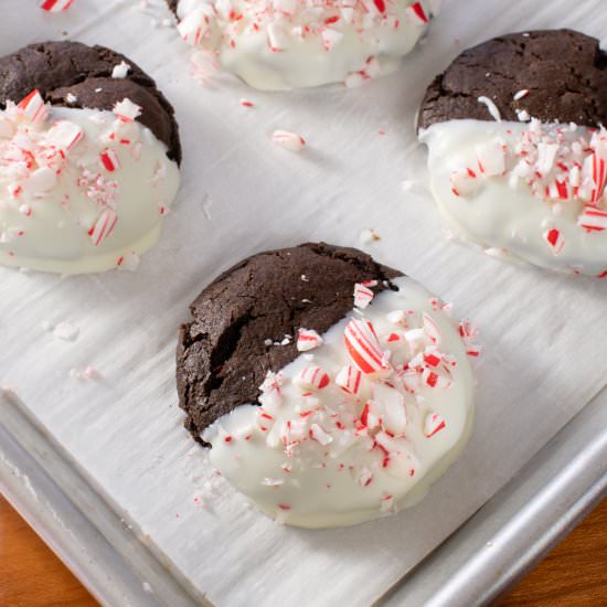 White Chocolate Dipped Peppermint Cookies