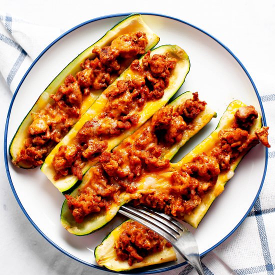 Turkey Taco Zucchini Boats