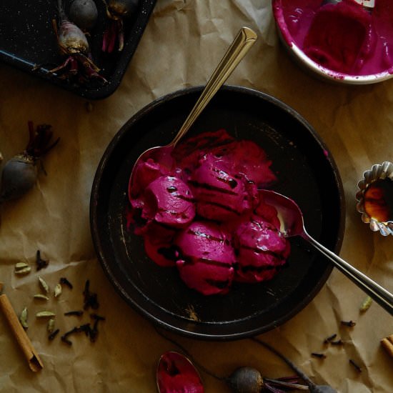 red beet gingerbread ice cream