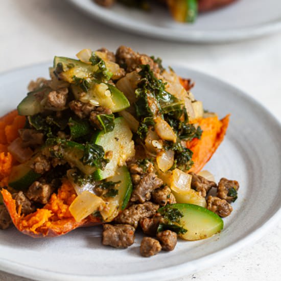 Vegan stuffed sweet potatoes