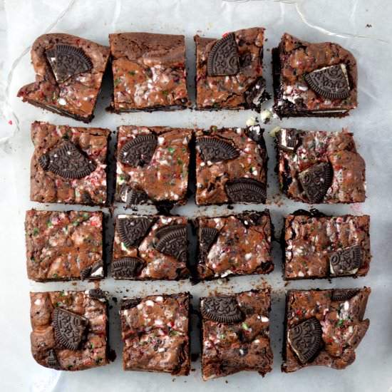 Peppermint Oreo Brownies