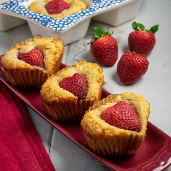Strawberry Almond Heart Cakes