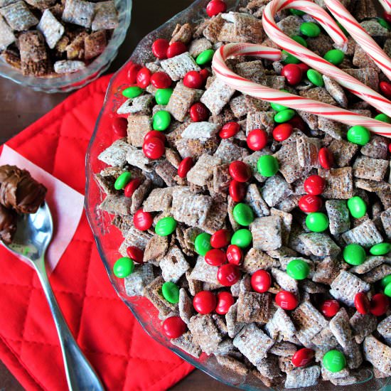 Holiday Puppy Chow With M&Ms