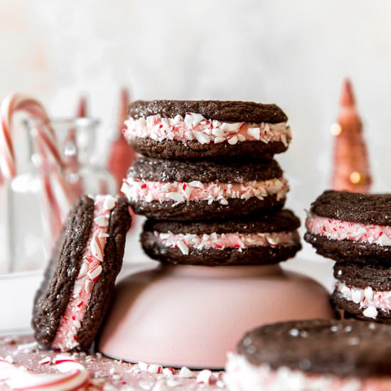 Chocolate Candy Cane Cream Pies
