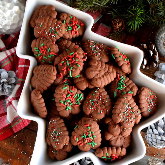 Christmas Chocolate Spritz Cookies