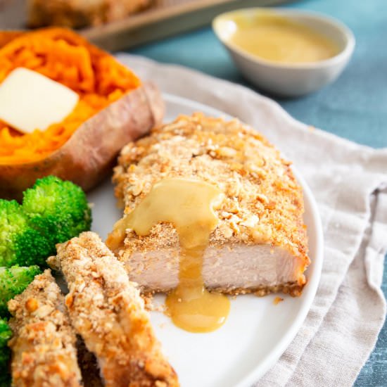 Pretzel Crusted Pork Chops