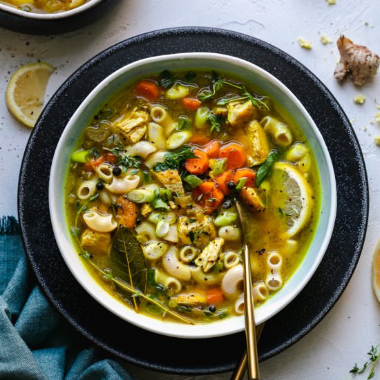 Ginger Lemon Chicken Noodle Soup