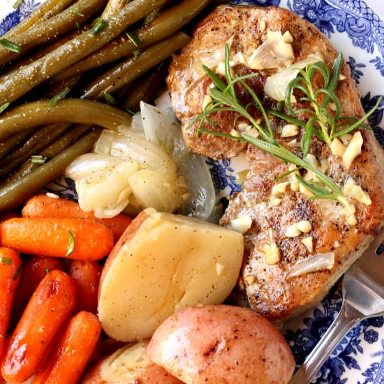 Roaster Pan Pork Chop Dinner