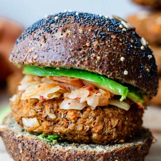 Tempeh Quinoa Sweet Potato Burgers